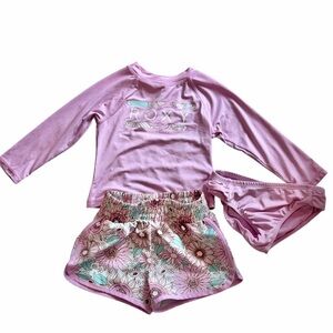 Roxy toddler Girls' purple Long Sleeve Rash Guard Set